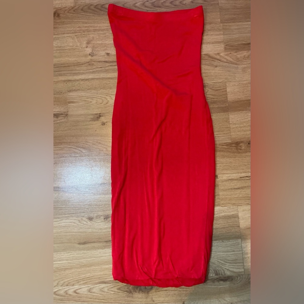 Fashion Nova Women’s Bright Red Ribbed Knit Bodycon Mini dress Size Xsmall